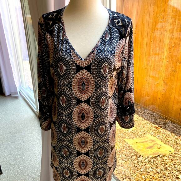 Fig and Flower Black Lace Overlay Retro Style Sheath Dress Size S - Picture 1 of 9